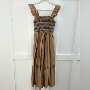 TCEC Cotton Smocked Ruffle Strap Maxi Dress Medium